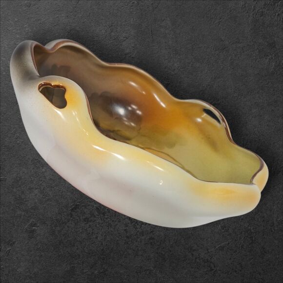 Vintage Noritake Hand Painted Nut Bowl w/ Handles M in Wreath Mark Japan Walnut - Picture 4 of 9